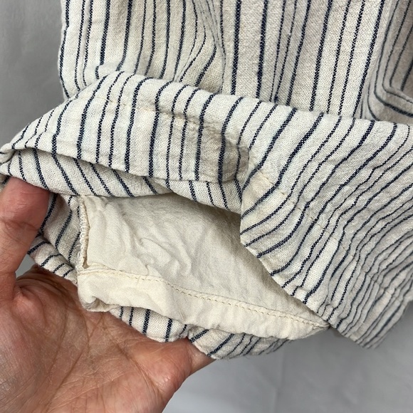 Urban Outfitters Blue Cream Stripe Linen Blend Sleeveless Jumpsuit - Picture 12 of 15